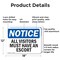 Signmission All Visitors Must Have An Escort OSHA Notice Sign, Aluminum, 18in W x 12in L, 2PK OS-2PACK-NS-A-1218-L-15233 - alternate 5